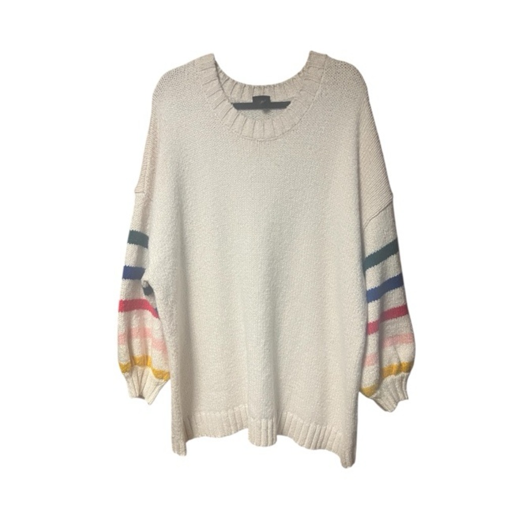 Torrid Cotton Intarsia Pullover Balloon‎ Sleeve Crewneck Sweater - Picture 3 of 10